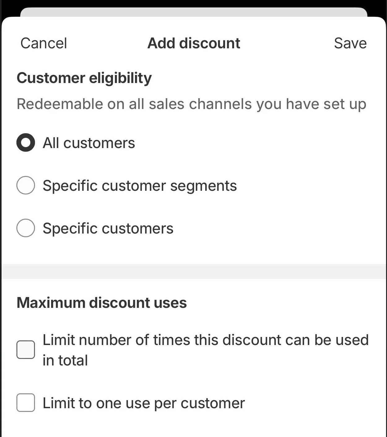 Step 7: Define Customer Eligibility and Maximum Uses